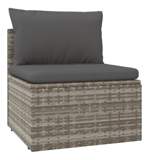 vidaXL 6 Piece Patio Lounge Set with Cushions Gray Poly Rattan