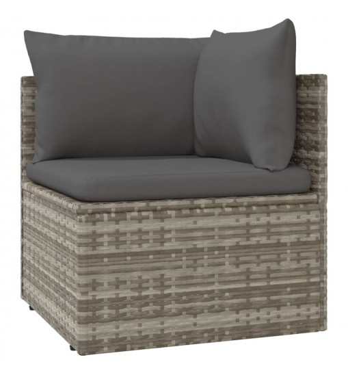 vidaXL 6 Piece Patio Lounge Set with Cushions Gray Poly Rattan