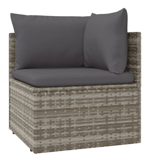 vidaXL 5 Piece Patio Lounge Set with Cushions Gray Poly Rattan