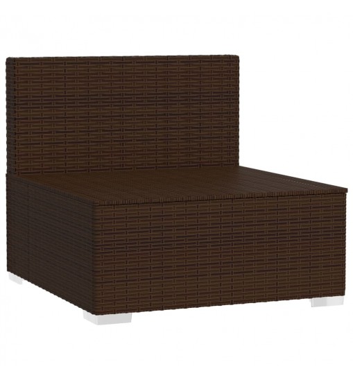 vidaXL 3 Seat Patio Sofa with Cushions Brown Poly Rattan