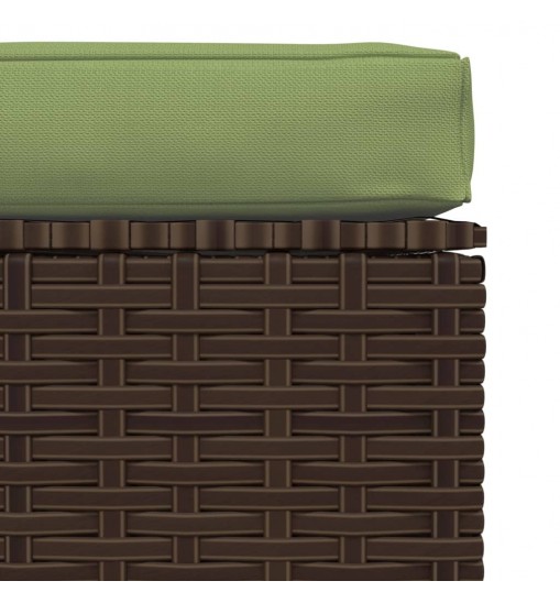 vidaXL Patio Footrest with Cushion Brown 27.6"x27.6"x11.8" Poly Rattan