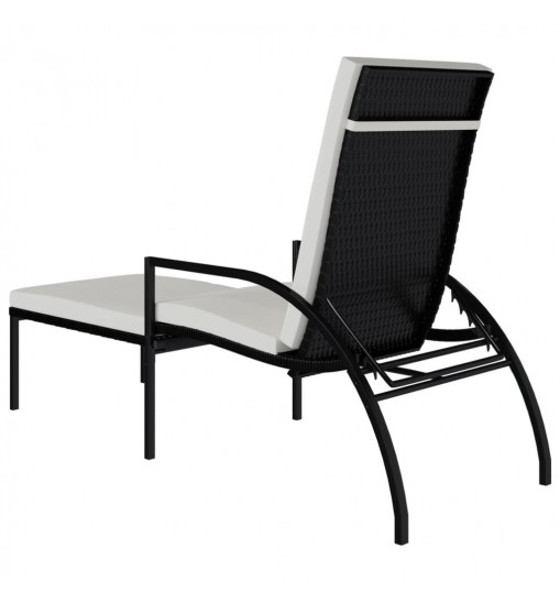 vidaXL Sun Loungers 2 pcs with Footrest PE Rattan Black