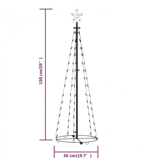 vidaXL Christmas Cone Tree Cold White 84 LEDs Decoration 19.7"x59.1"