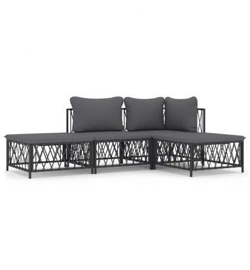 vidaXL 4 Piece Patio Lounge Set with Cushions Anthracite Steel