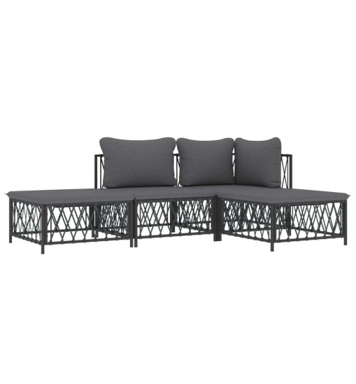 vidaXL 4 Piece Patio Lounge Set with Cushions Anthracite Steel