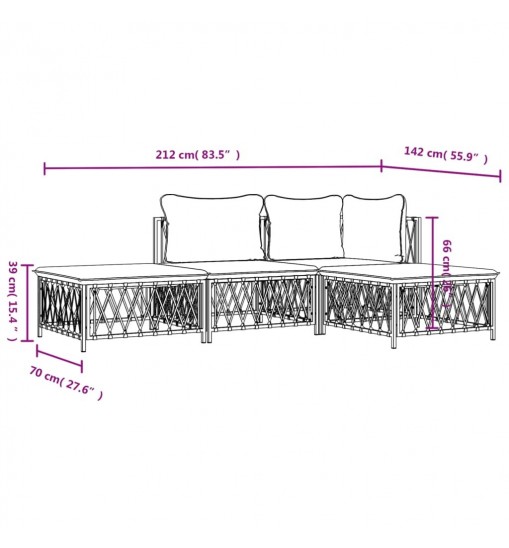 vidaXL 4 Piece Patio Lounge Set with Cushions Anthracite Steel