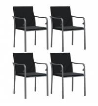 vidaXL Patio Chairs with Cushions 4 pcs Black 22"x23.2"x33.1" Poly Rattan