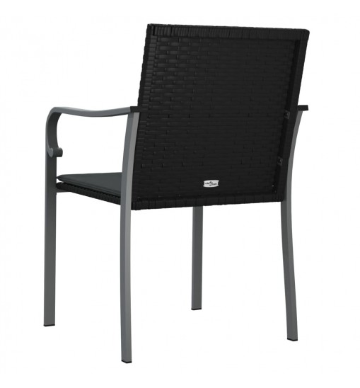 vidaXL Patio Chairs with Cushions 4 pcs Black 22"x23.2"x33.1" Poly Rattan