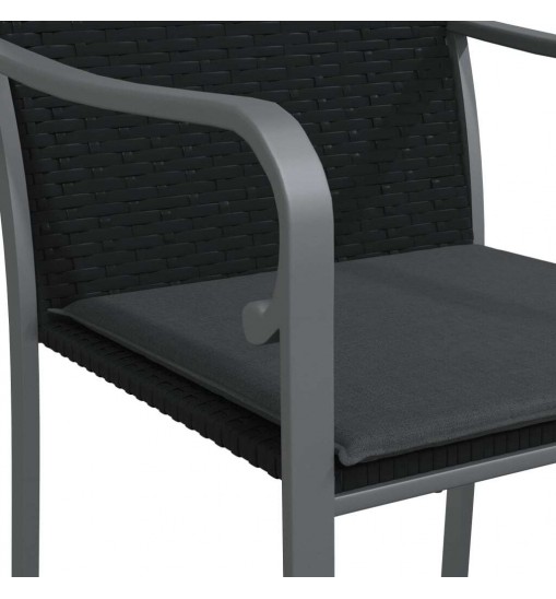 vidaXL Patio Chairs with Cushions 4 pcs Black 22"x23.2"x33.1" Poly Rattan