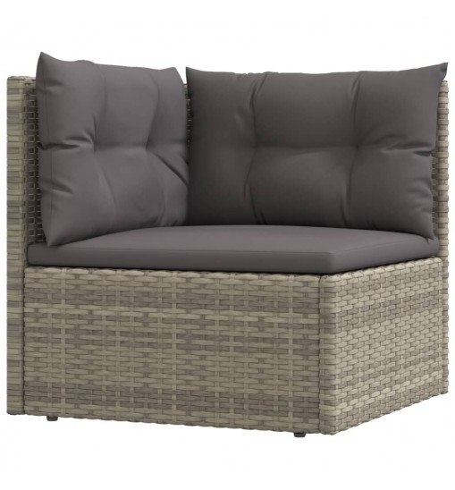 vidaXL 5 Piece Patio Lounge Set with Cushions Gray Poly Rattan