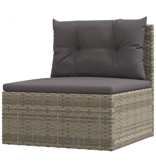 vidaXL 5 Piece Patio Lounge Set with Cushions Gray Poly Rattan