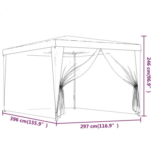 vidaXL Party Tent with 4 Mesh Sidewalls Anthracite 9.8'x13.1' HDPE