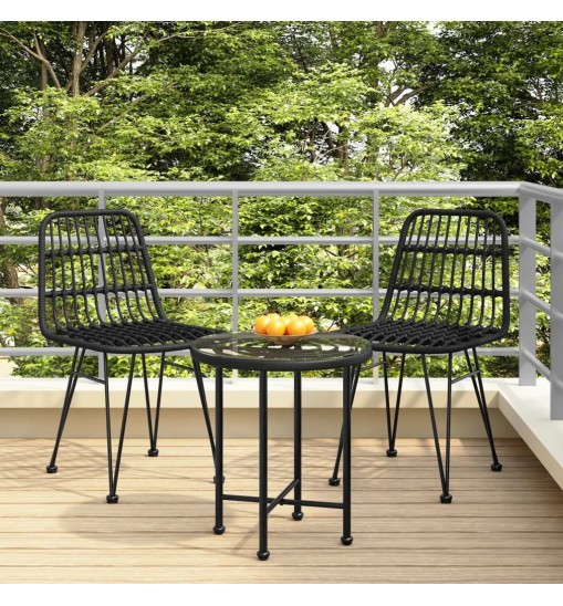 vidaXL Patio Chairs 2 pcs Black 18.9"x24.4"x33.1" PE Rattan