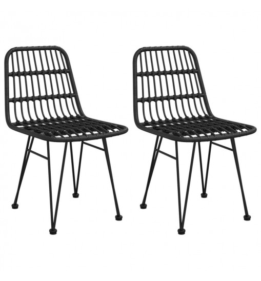 vidaXL Patio Chairs 2 pcs Black 18.9"x24.4"x33.1" PE Rattan