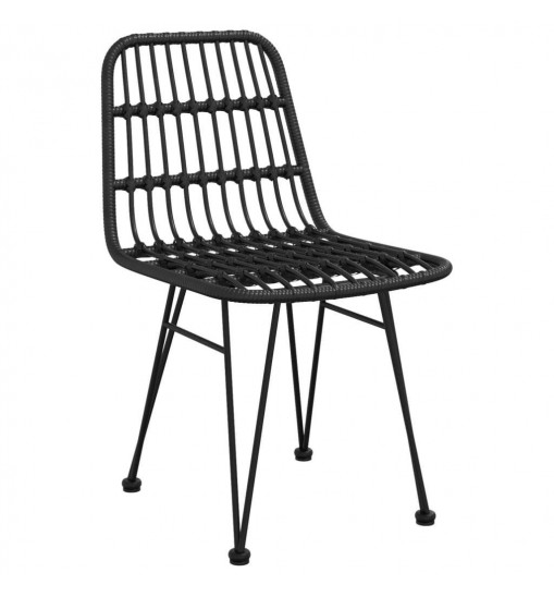 vidaXL Patio Chairs 2 pcs Black 18.9"x24.4"x33.1" PE Rattan