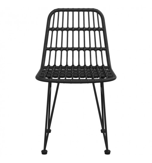 vidaXL Patio Chairs 2 pcs Black 18.9"x24.4"x33.1" PE Rattan