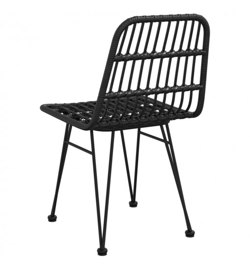 vidaXL Patio Chairs 2 pcs Black 18.9"x24.4"x33.1" PE Rattan