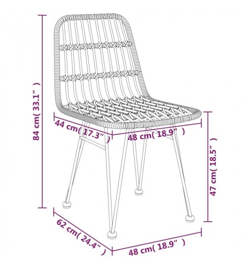 vidaXL Patio Chairs 2 pcs Black 18.9"x24.4"x33.1" PE Rattan