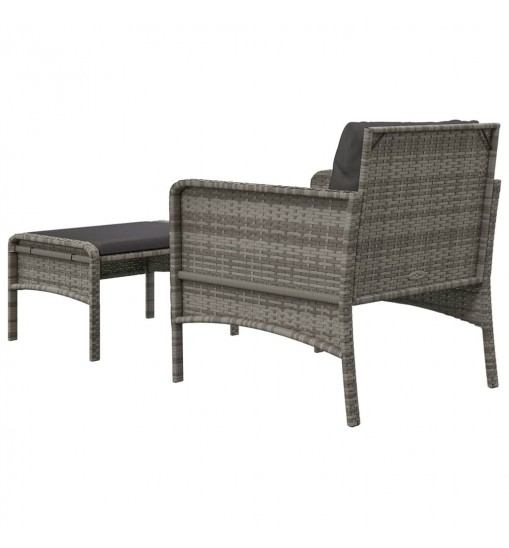 vidaXL 2 Piece Patio Lounge Set with Cushions Gray Poly Rattan