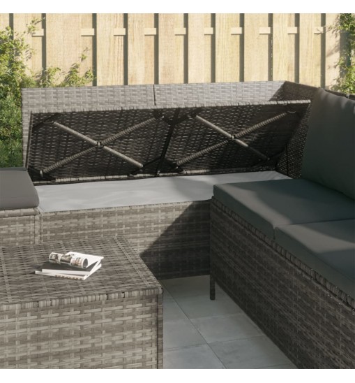 vidaXL 4 Piece Patio Lounge Set with Cushions Gray Poly Rattan