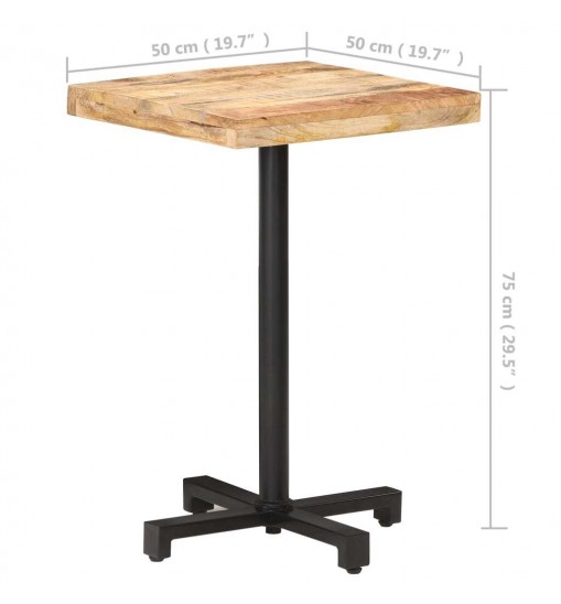 vidaXL Bistro Table Square 19.7"x19.7"x29.5" Rough Mango Wood