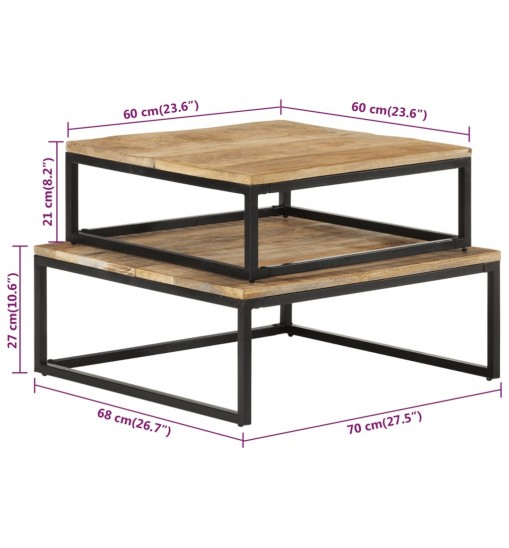 vidaXL Nesting Coffee Tables 2 pcs Solid Mango Wood