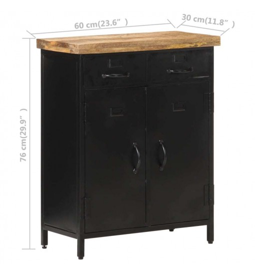 vidaXL Sideboard 23.6"x11.8"x29.9" Rough Mango Wood