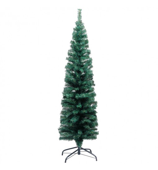 vidaXL Slim Artificial Christmas Tree with Stand Green 5 ft PVC