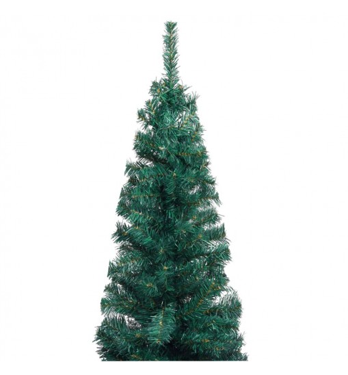 vidaXL Slim Artificial Christmas Tree with Stand Green 5 ft PVC