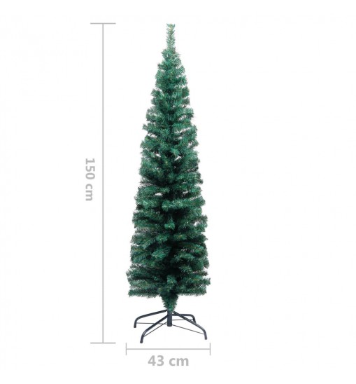 vidaXL Slim Artificial Christmas Tree with Stand Green 5 ft PVC