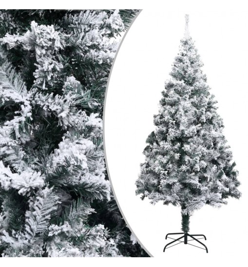 vidaXL Artificial Christmas Tree with Flocked Snow Green 8 ft PVC