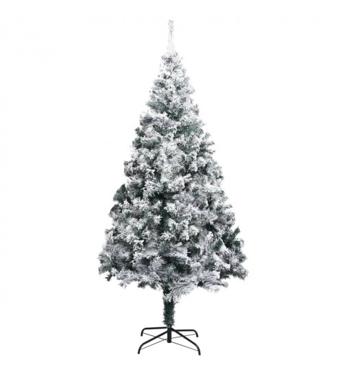 vidaXL Artificial Christmas Tree with Flocked Snow Green 8 ft PVC