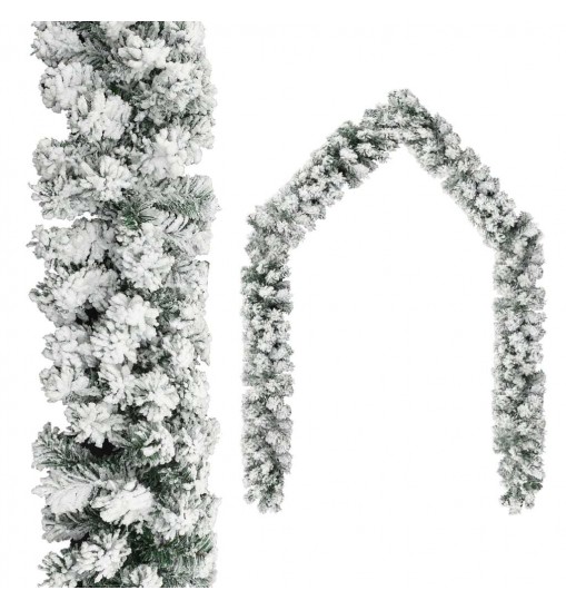 vidaXL Christmas Garland with Flocked Snow Green 16 ft PVC