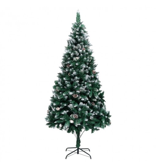 vidaXL Artificial Christmas Tree with Pine Cones and White Snow 8 ft