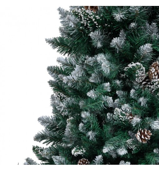 vidaXL Artificial Christmas Tree with Pine Cones and White Snow 8 ft