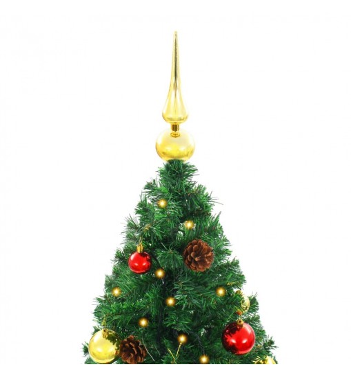 vidaXL Artificial Christmas Tree with Baubles and LEDs Green 7 ft