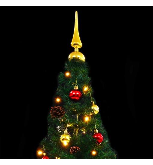 vidaXL Artificial Christmas Tree with Baubles and LEDs Green 7 ft