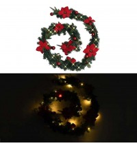 vidaXL Christmas Garland with LED Lights Green 8.9' PVC