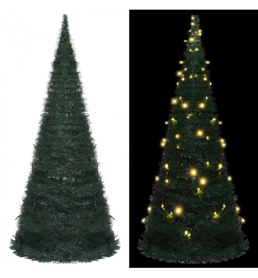 vidaXL Pop-up String Artificial Christmas Tree with LED Green 7 ft