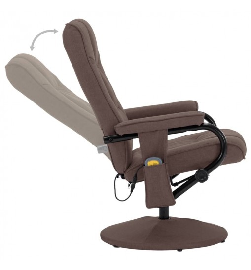 vidaXL Massage Recliner with Footrest Brown Fabric