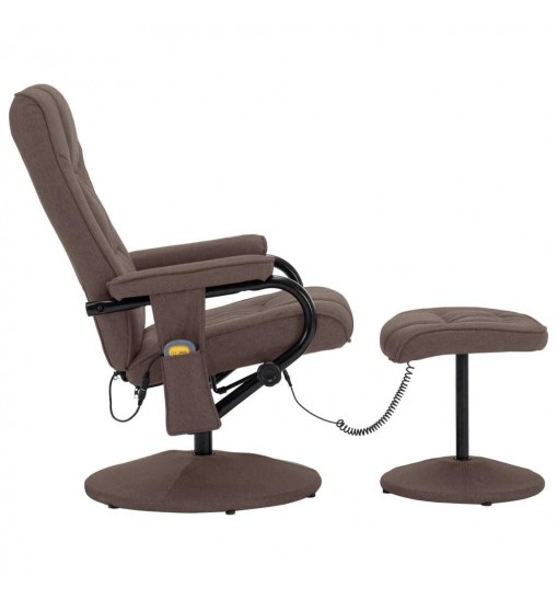 vidaXL Massage Recliner with Footrest Brown Fabric