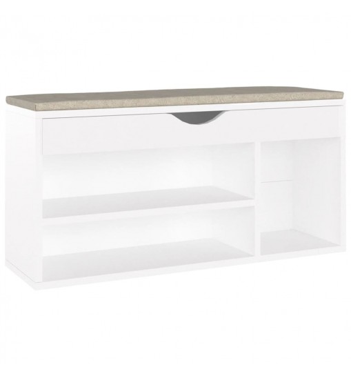 vidaXL Shoe Bench with Cushion White 40.9"x11.8"x19.3" Engineered Wood