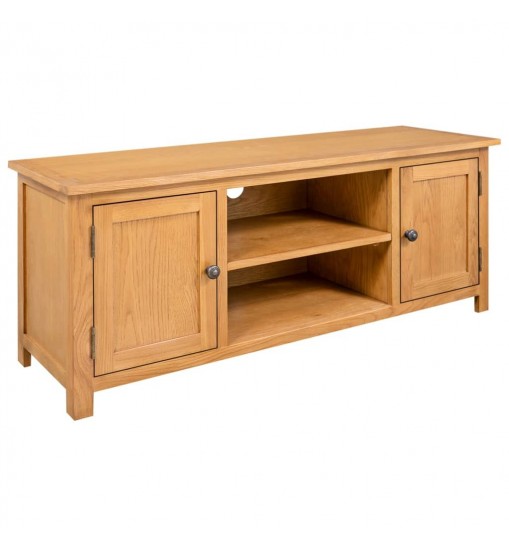 vidaXL TV Stand 43.3"x13.8"x17.3" Solid Oak Wood