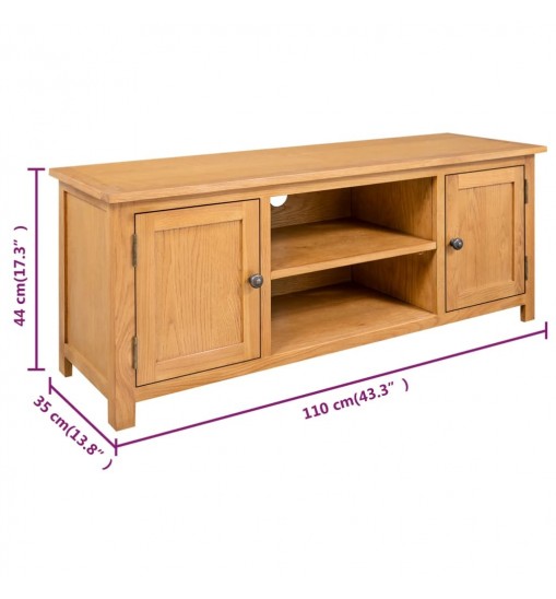 vidaXL TV Stand 43.3"x13.8"x17.3" Solid Oak Wood