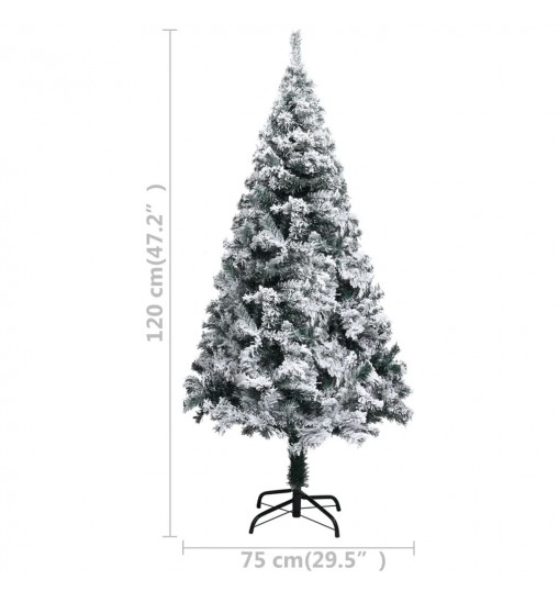 vidaXL Artificial Christmas Tree with Flocked Snow Green 4 ft PVC