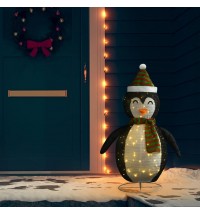 vidaXL Decorative Christmas Snow Penguin Figure LED Luxury Fabric 4 ft