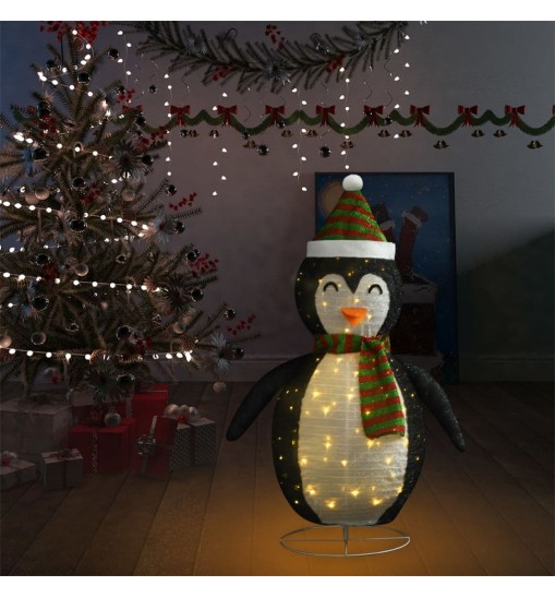 vidaXL Decorative Christmas Snow Penguin Figure LED Luxury Fabric 4 ft