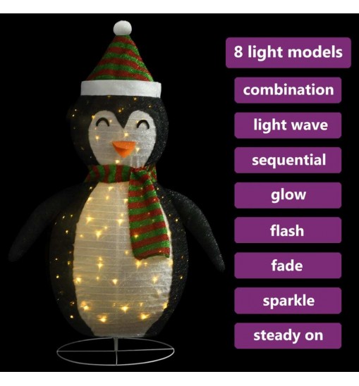 vidaXL Decorative Christmas Snow Penguin Figure LED Luxury Fabric 4 ft