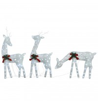 vidaXL Christmas Reindeer Family 106.3"x2.8"x35.4" White Cold White Mesh