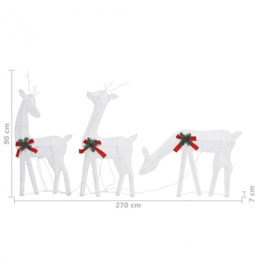 vidaXL Christmas Reindeer Family 106.3"x2.8"x35.4" White Cold White Mesh